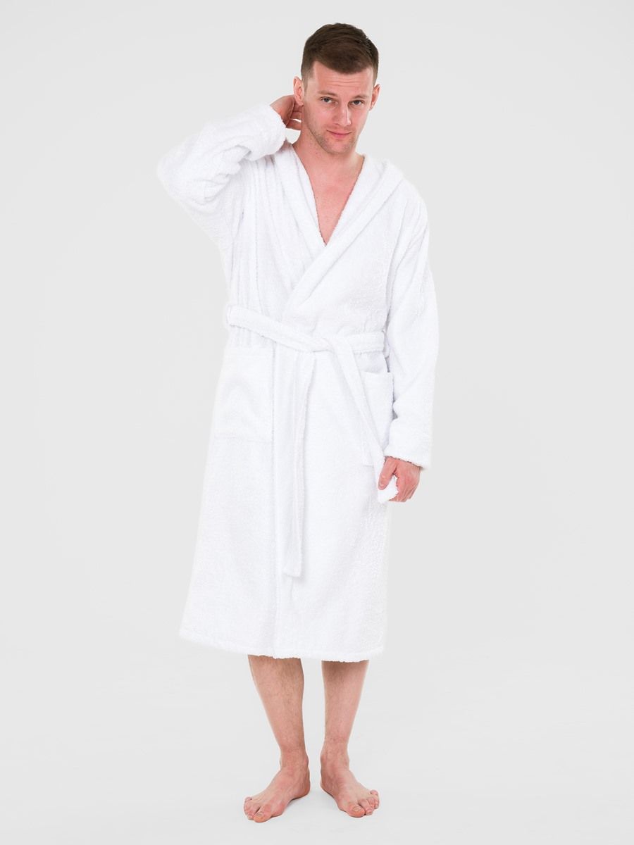 снимок Халат махровый PandaHug Leonardo белый капюшон от магазина BIO-TEXTILES ОПТ