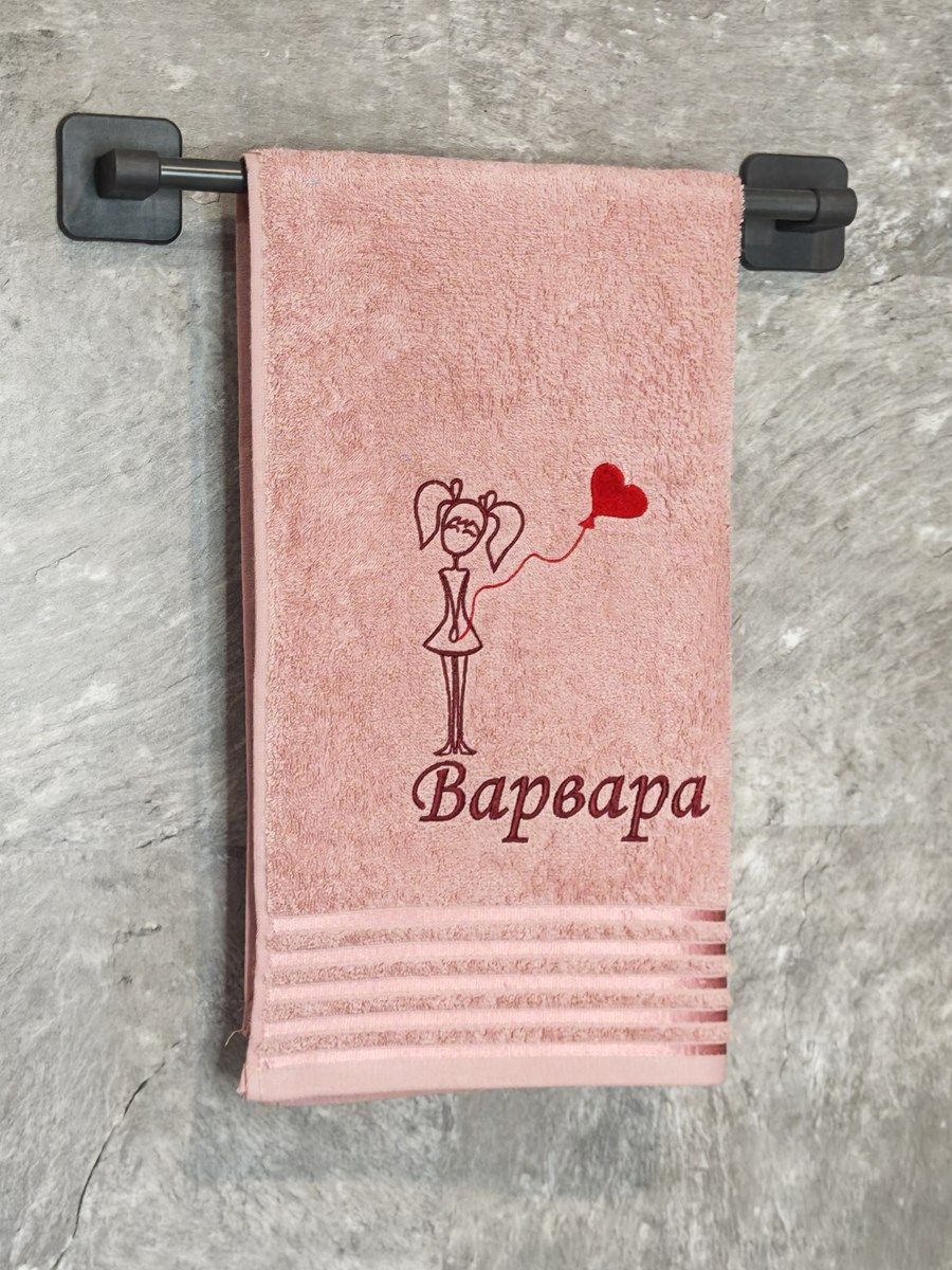снимок Полотенце с вышивкой 50*90 "Варвара" розовое от магазина BIO-TEXTILES ОПТ