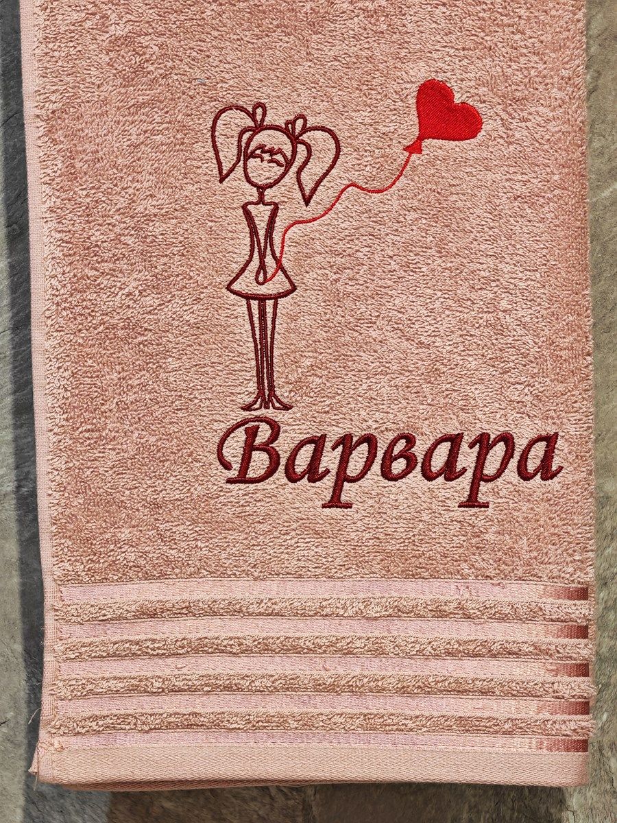 снимок Полотенце с вышивкой 50*90 "Варвара" розовое от магазина BIO-TEXTILES ОПТ